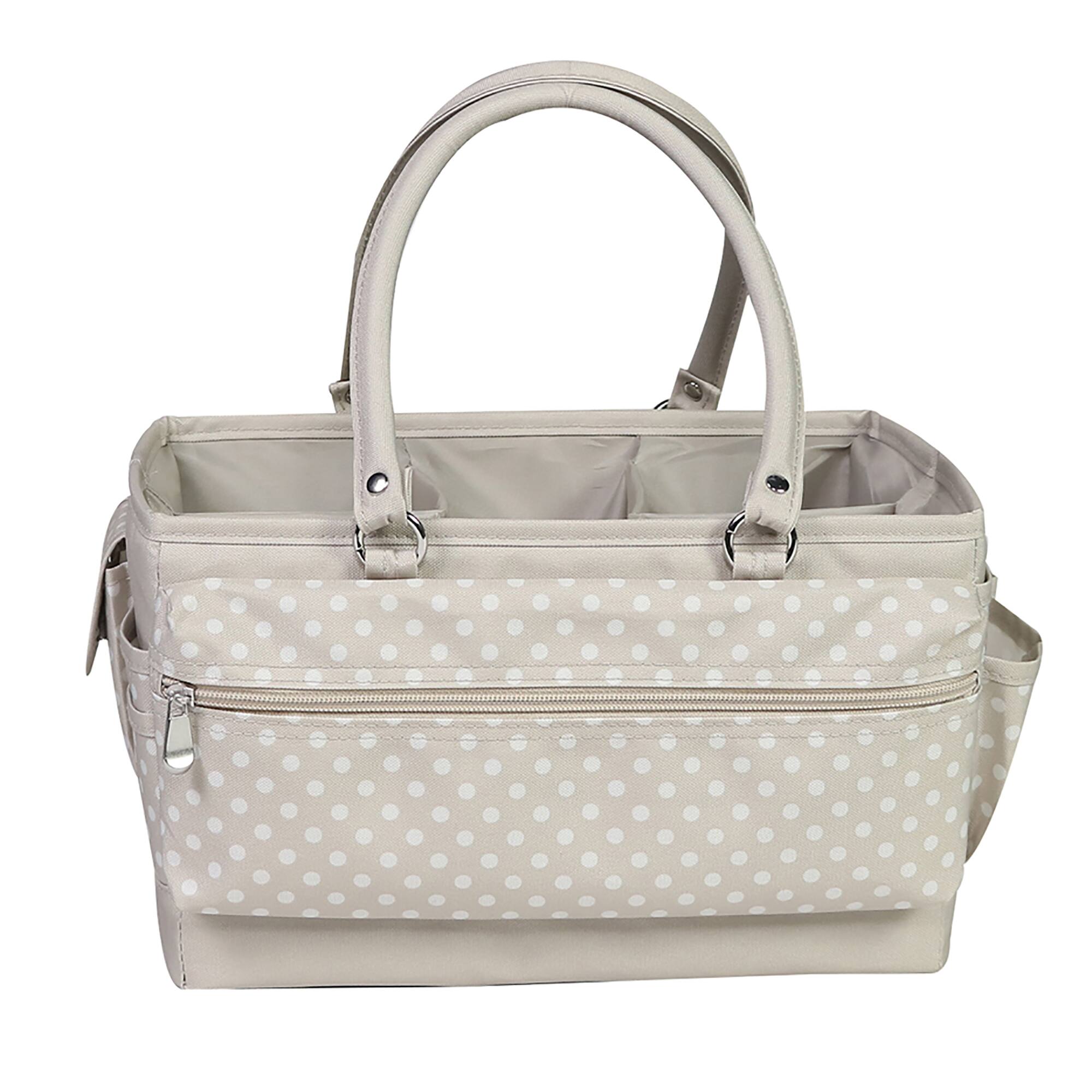 Everything Mary Tan Dot Deluxe Store & Tote Craft Organizer